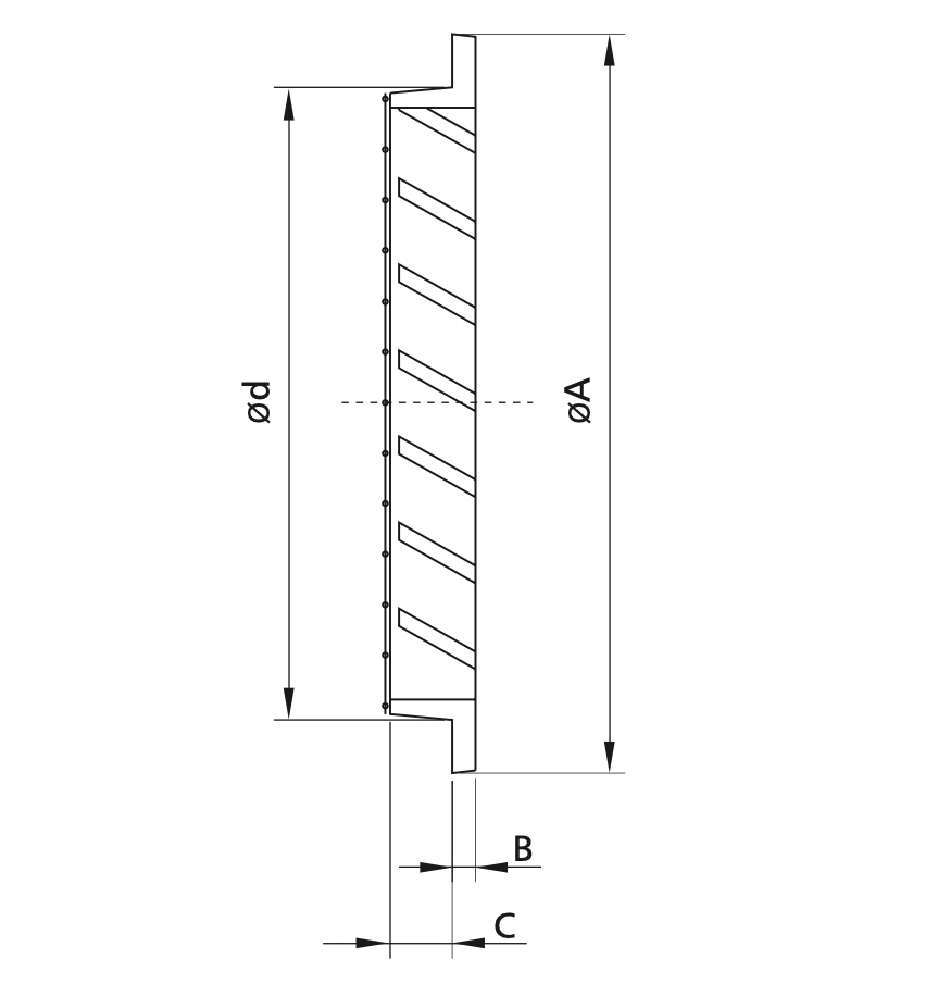 Mriežka exterierová zliatina DN160mm